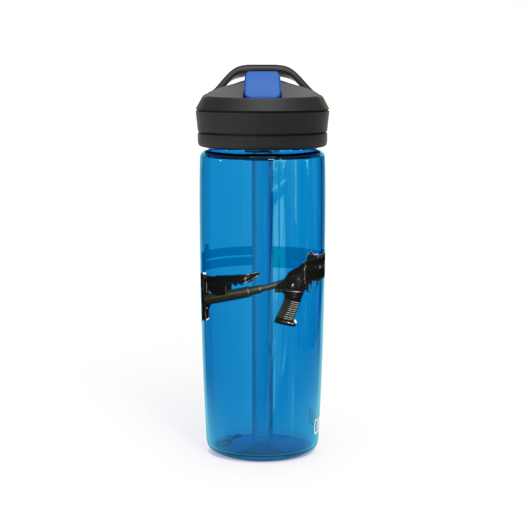 CamelBak Eddy® Water Bottle in 20oz and 25oz sizes, made from durable Tritan™ material, featuring a spill-proof biting valve and easy-carry handle.